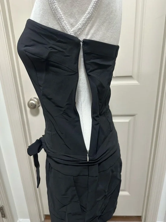 Express Black Strapless Romper with Tie Waist - Picture 5 of 6